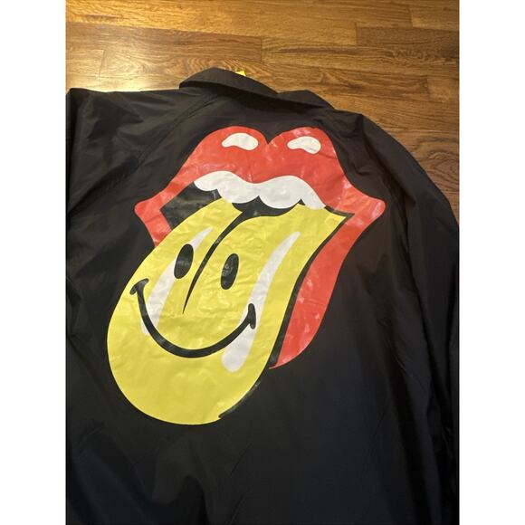 Market Smiley Coaches Jacket Rolling Stones Medium Black Nylon - Picture 14 of 15